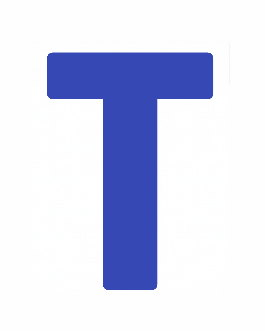 Uppercase letter T as large playful letter art