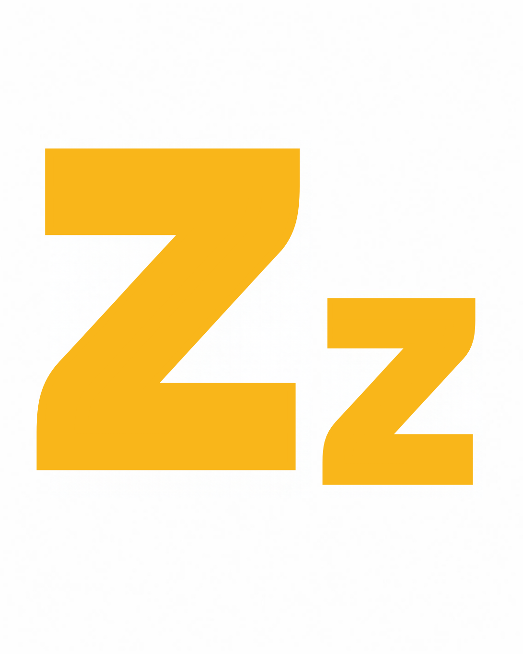 Big and little letter card: Z and z together on a white card, from the Kiddo School alphabet