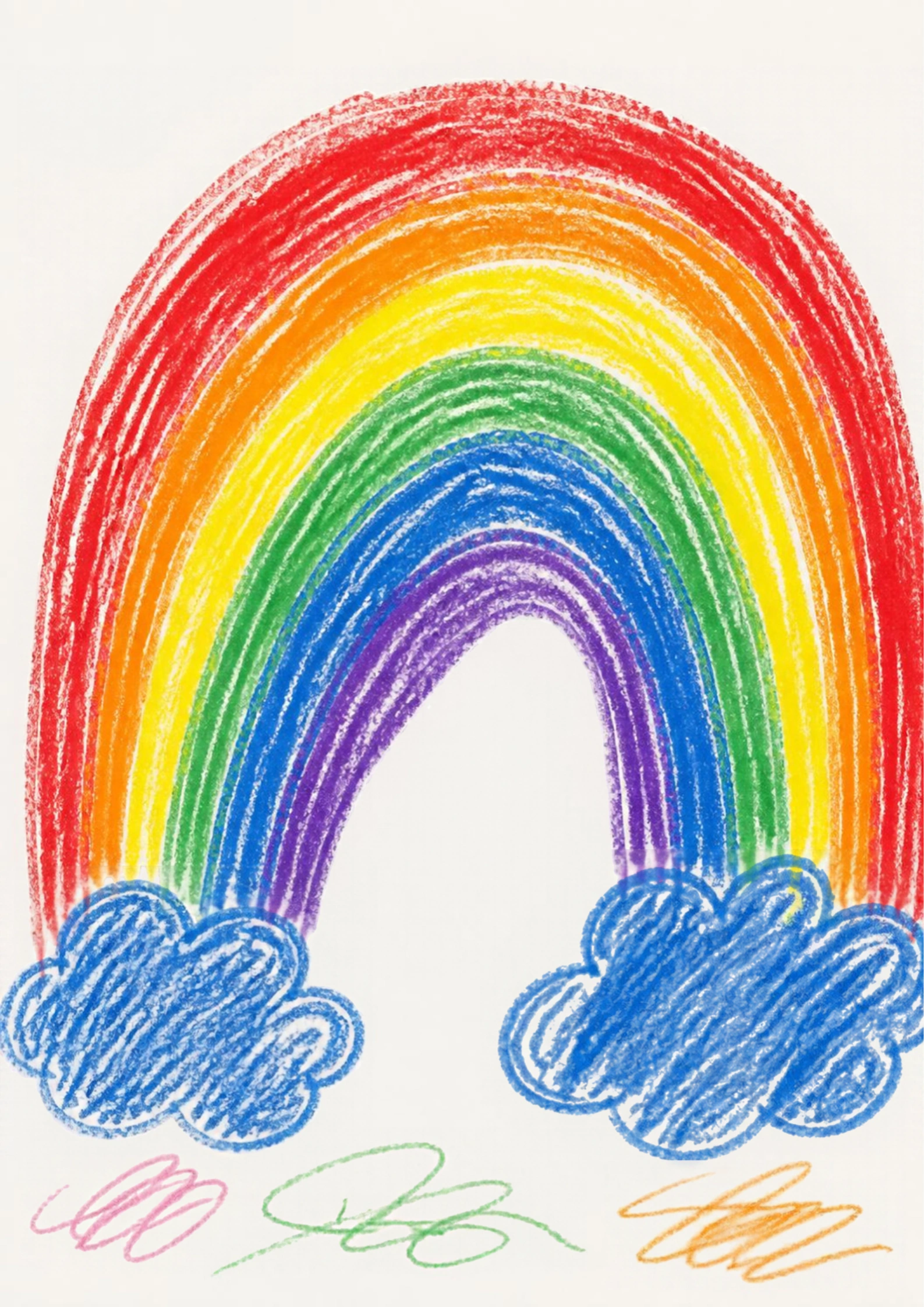 Child-style drawing of a colorful rainbow