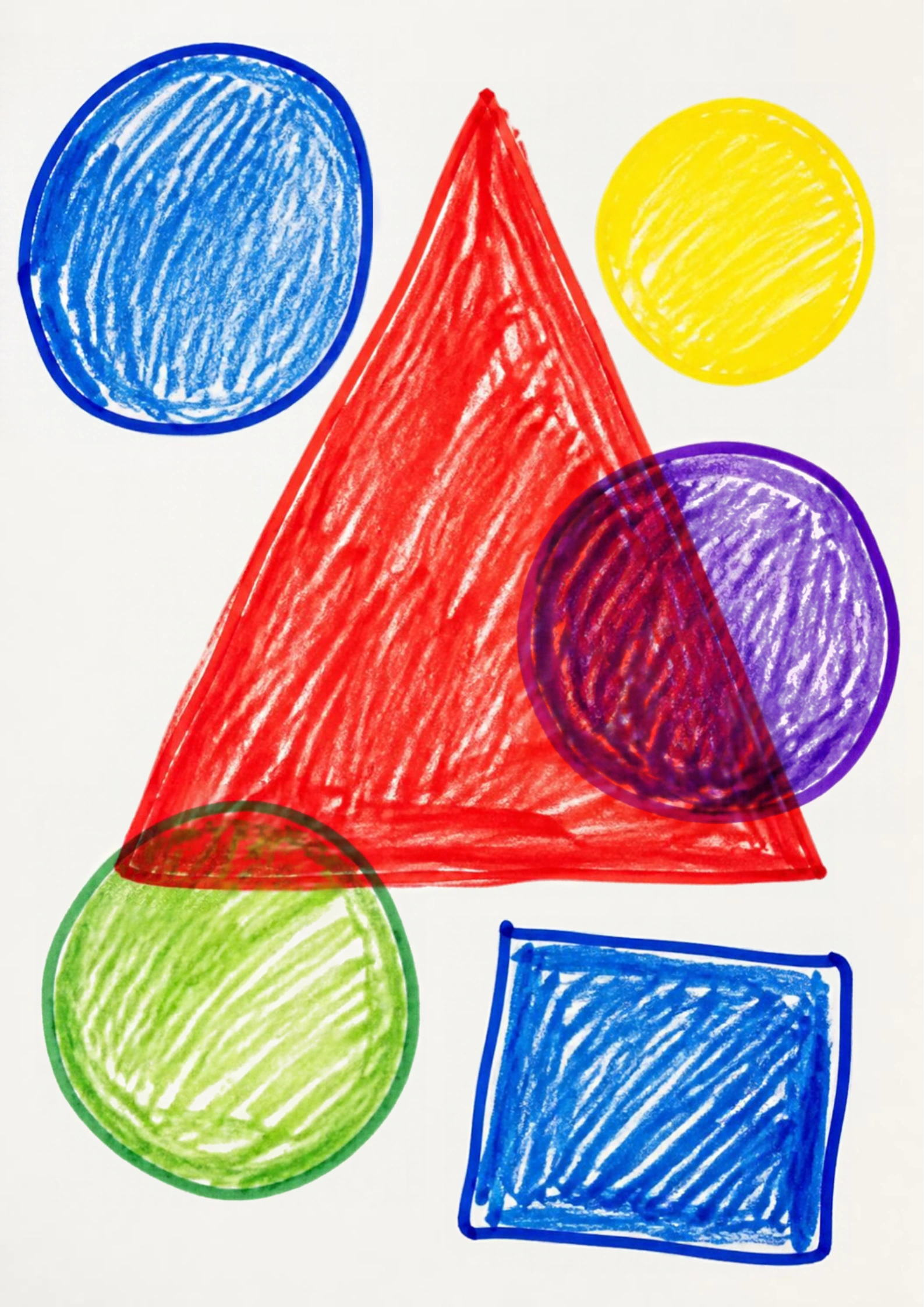Child-style colorful shape drawing