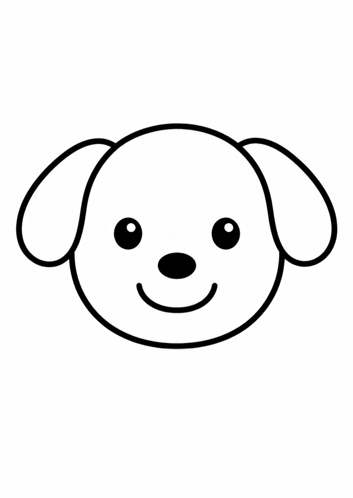 The dog face: two round eyes, an oval nose and a wide smile inside the circle.
