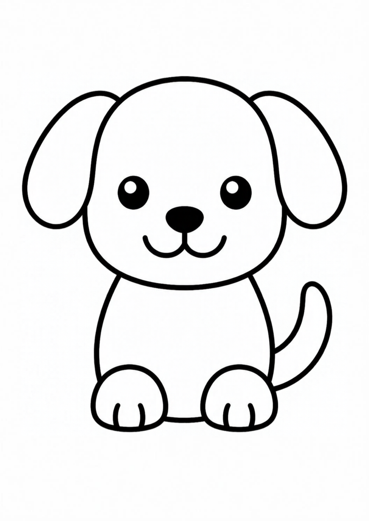 The dog now has two front paws and a curled tail.