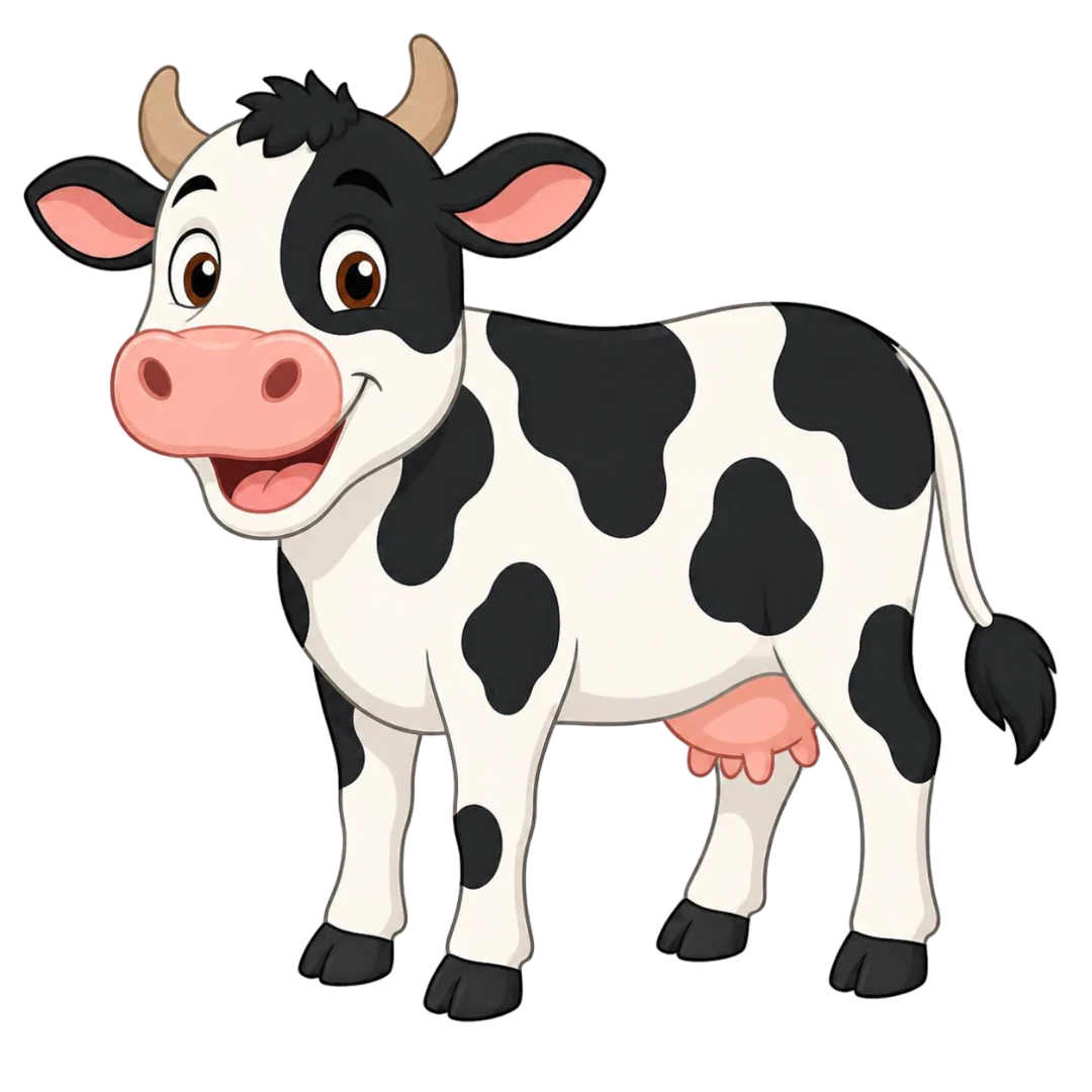A black-and-white spotted cow with gentle eyes