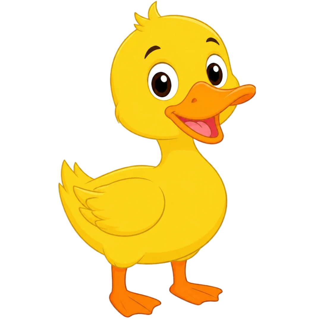 A yellow duck with an orange beak