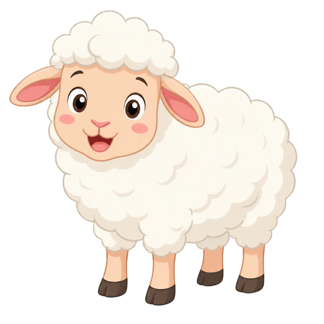 A fluffy sheep with a woolly coat