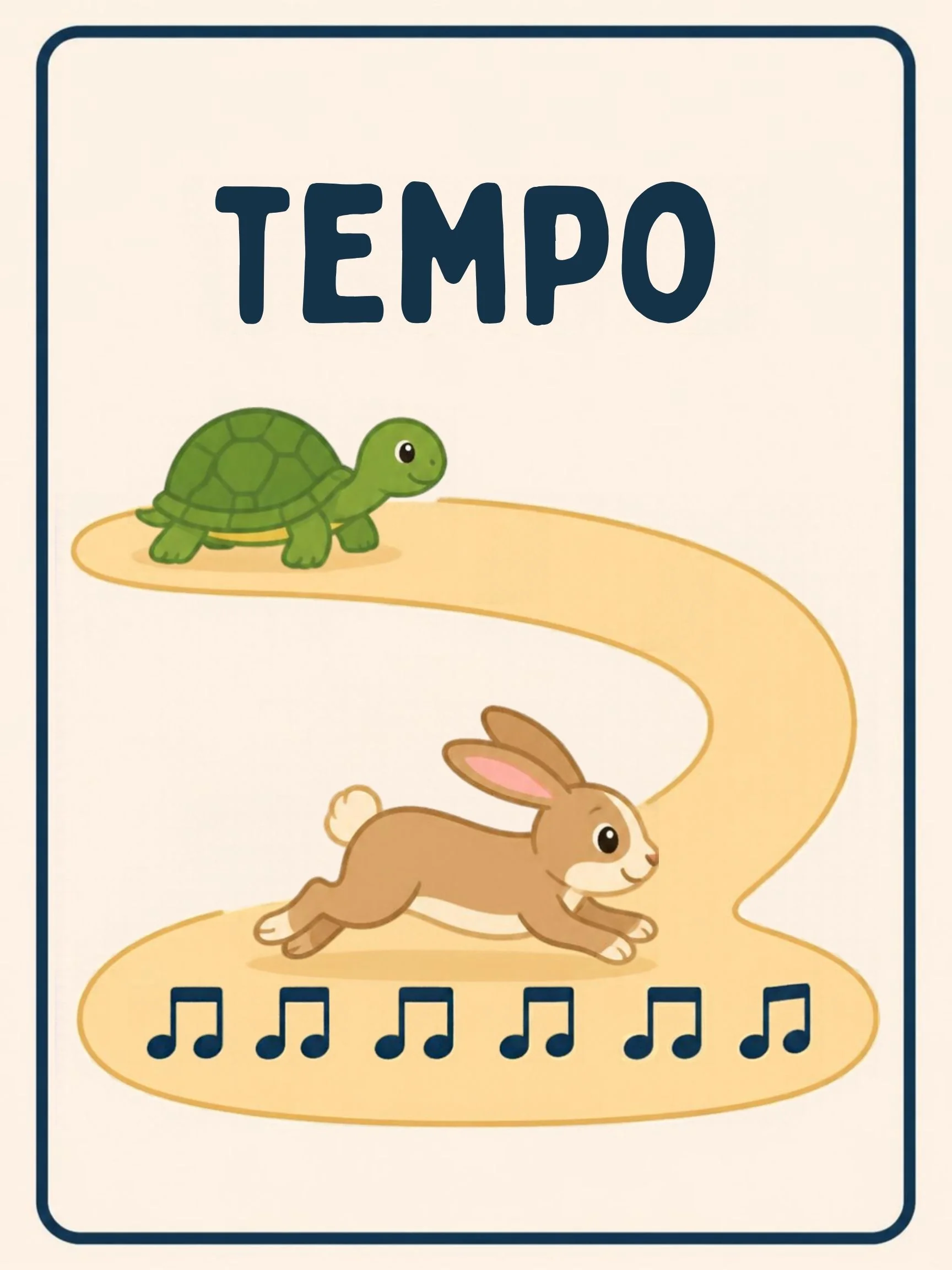 A Music Room flashcard with the word "Tempo" and a picture that shows the word in action.