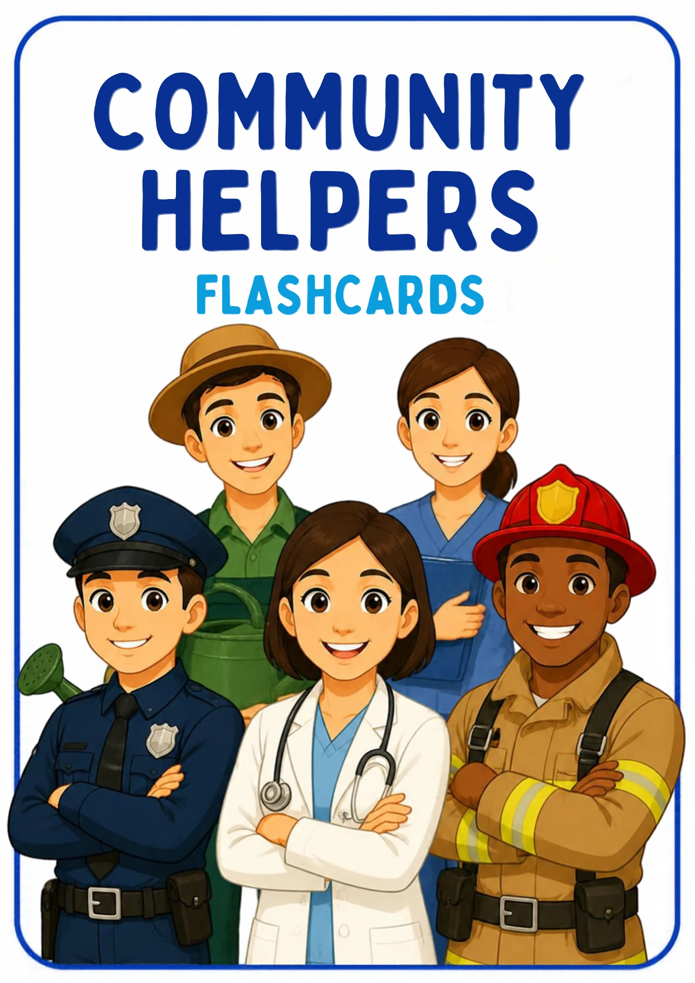 Cover of the Community Helpers & Our Neighborhood flashcards set from Kiddo School