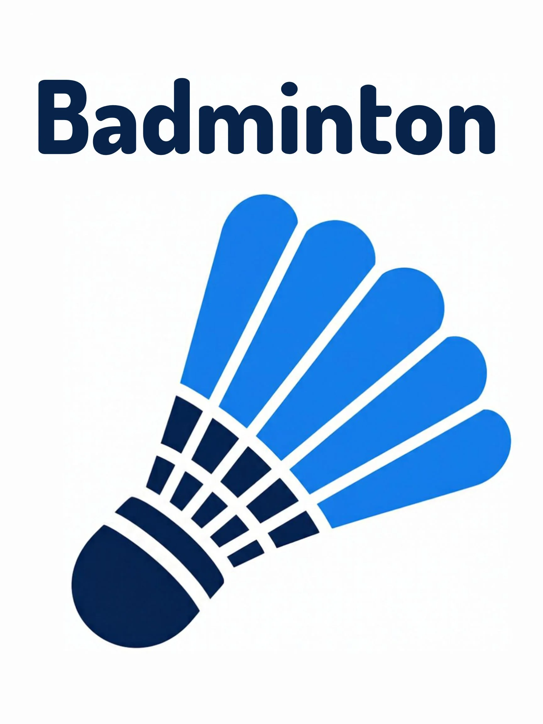 A sports flashcard titled Badminton: the word "badminton" over a badminton scene with rackets and a shuttlecock.