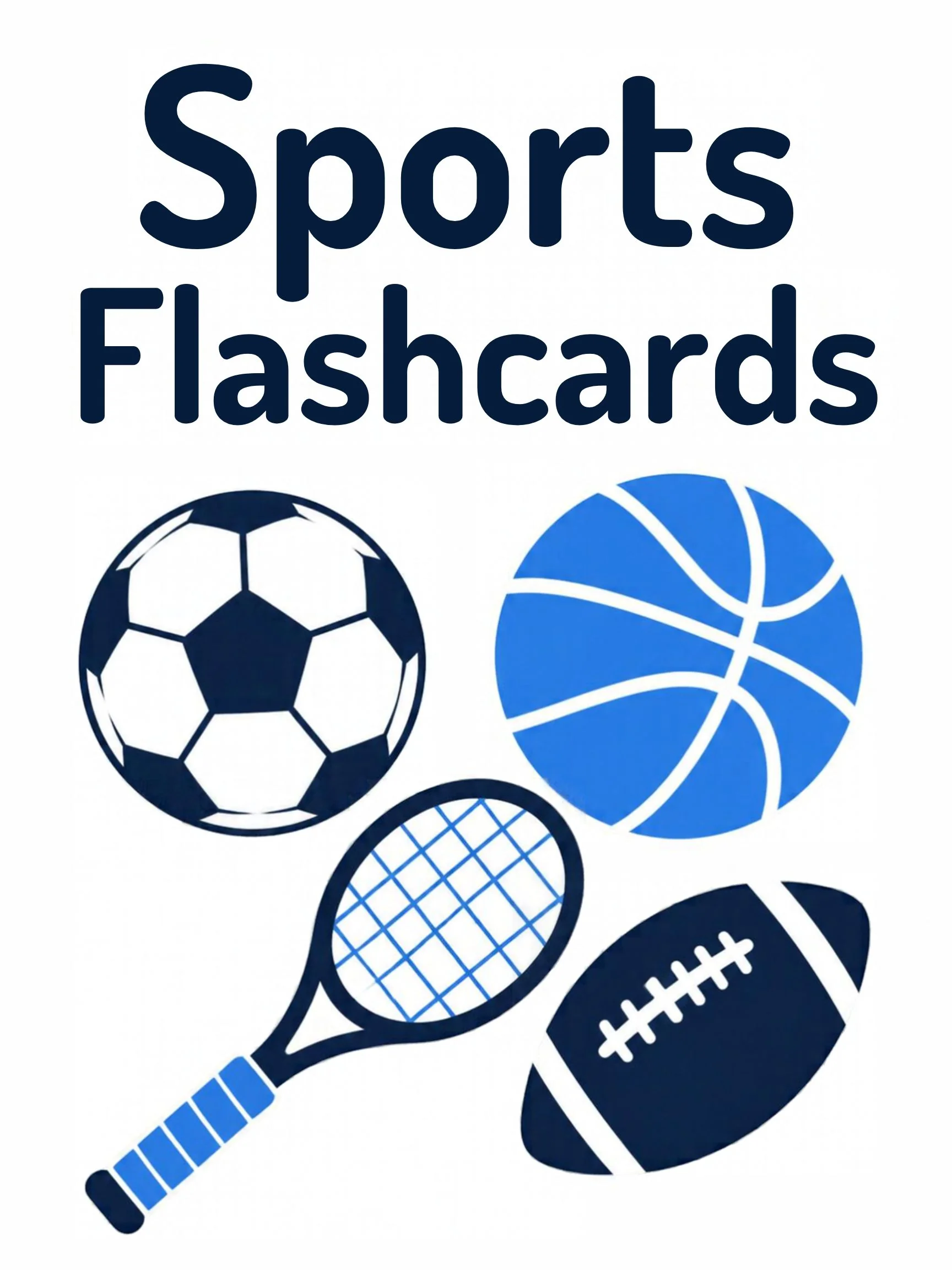 Cover of the Sports & Movement flashcards set: the title over a bright sports scene.