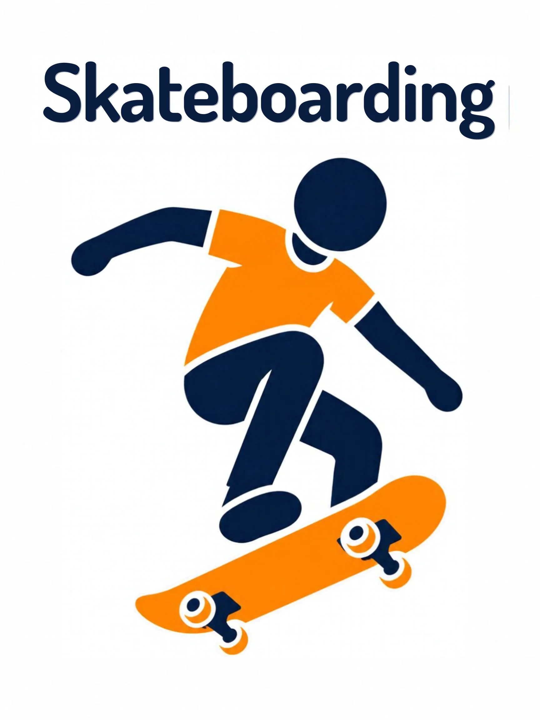A sports flashcard titled Skateboarding: the word "skateboarding" over a skateboarding scene with a rider balanced on a board with small wheels.