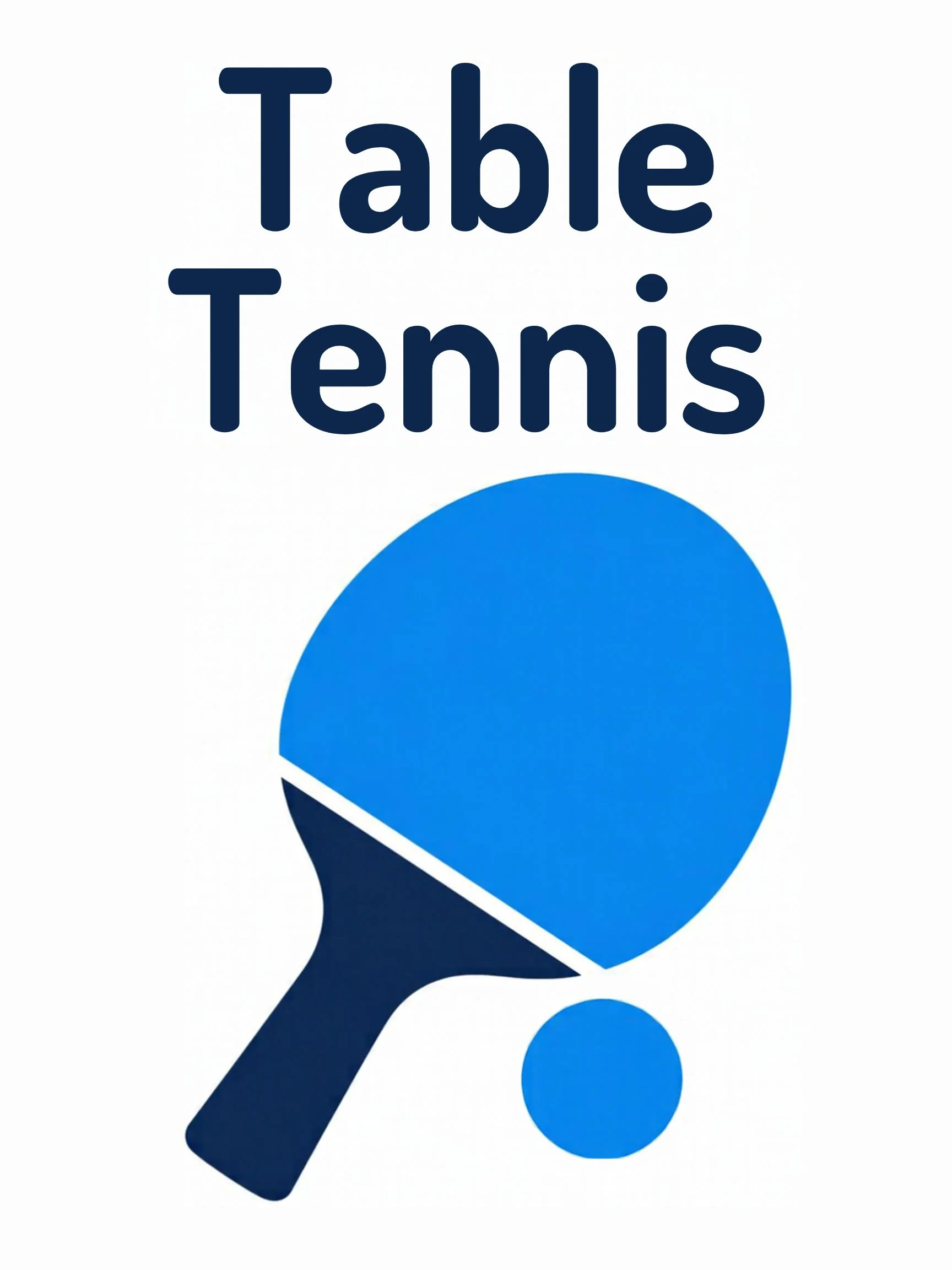 A sports flashcard titled Table Tennis: the word "table tennis" over a table-tennis scene with paddles, a small white ball and a low net.
