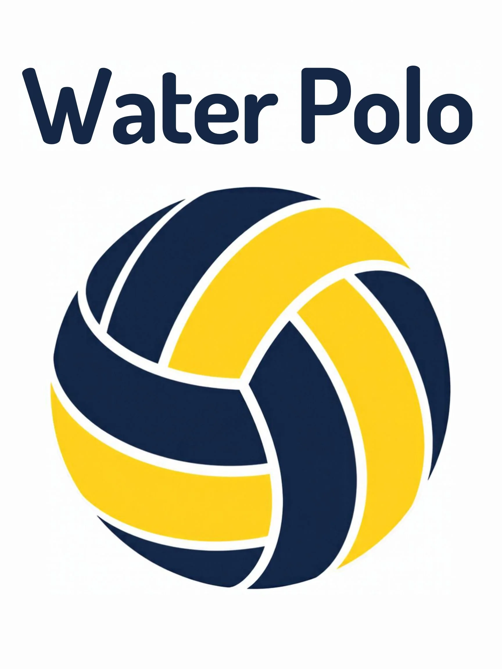 A sports flashcard titled Water Polo: the words "water polo" over a water-polo scene with players treading water and a ball above the goal.