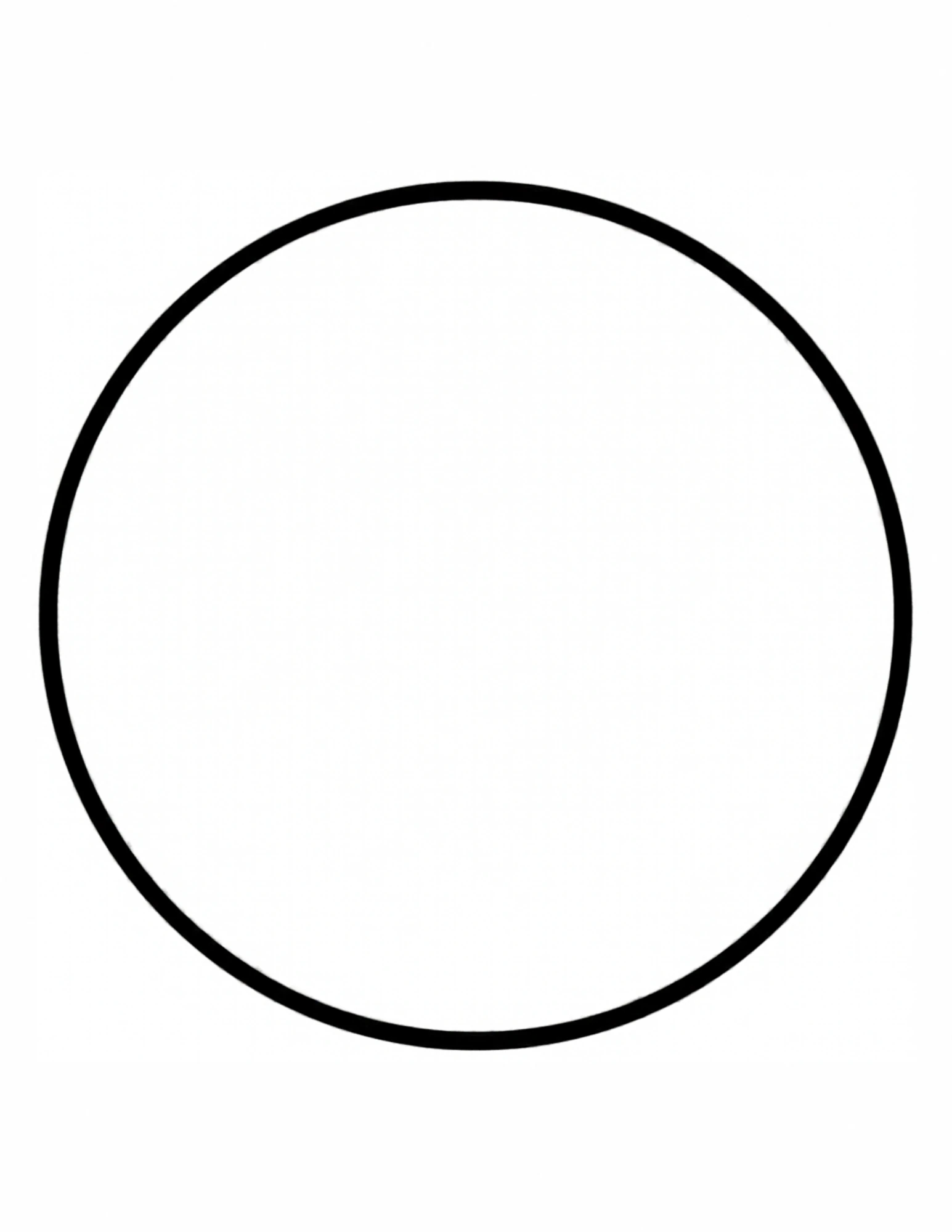 A big bold-outlined circle filling the middle of a white coloring page.