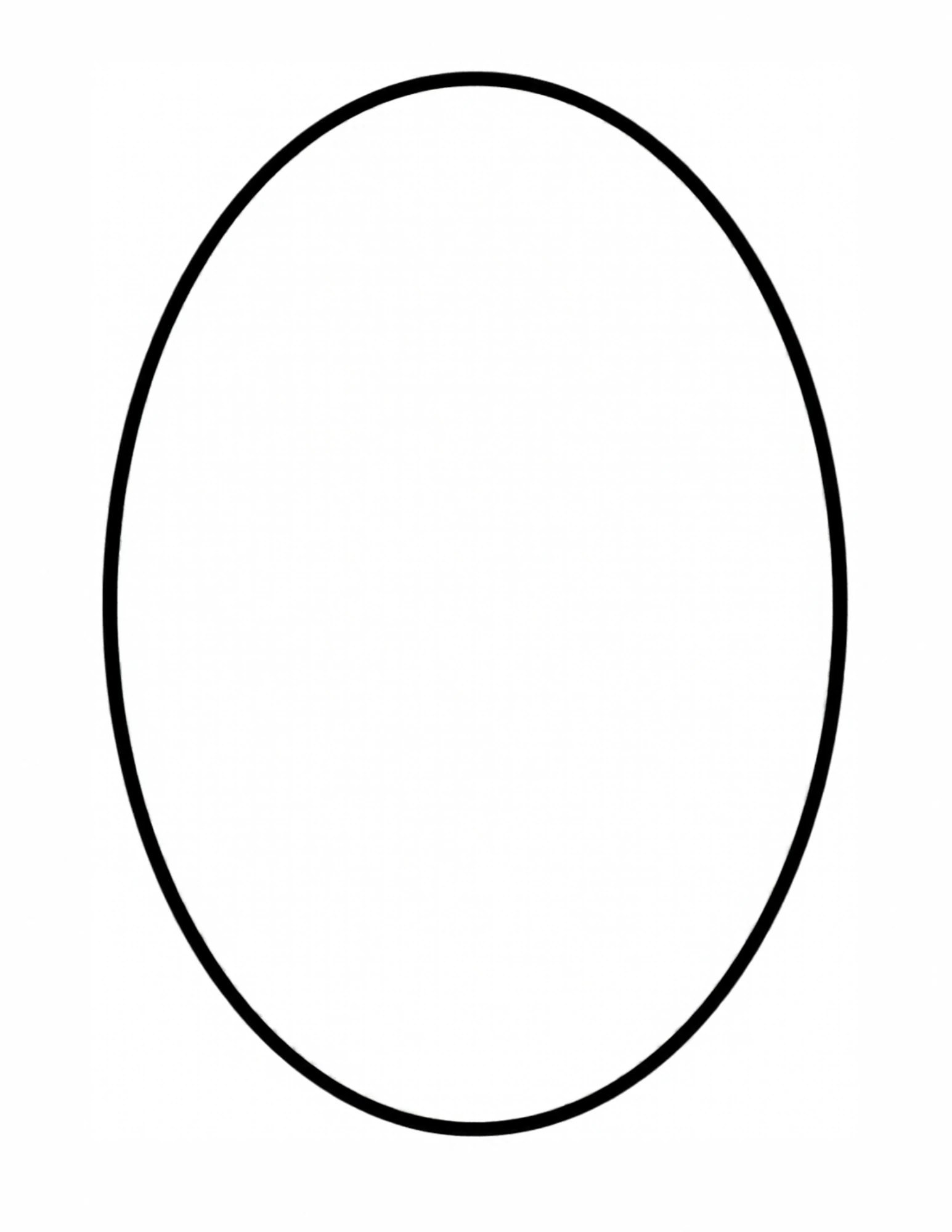 A big bold-outlined oval standing upright on a white coloring page.