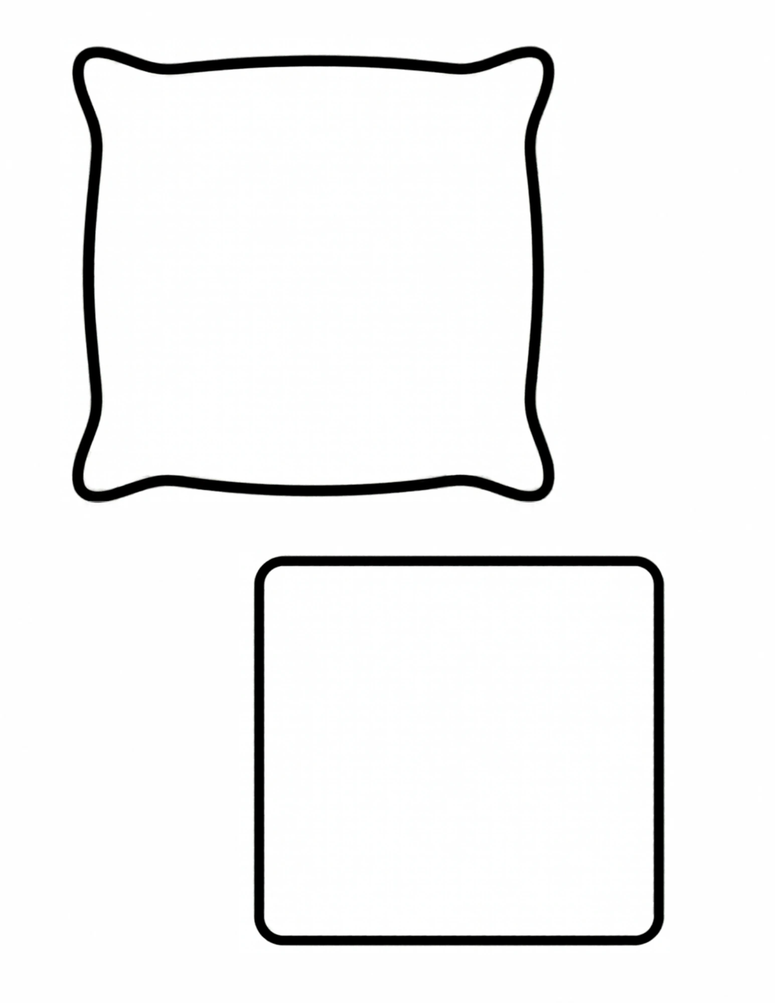 A pillow shape with soft wavy corners above a plain rounded-corner square.