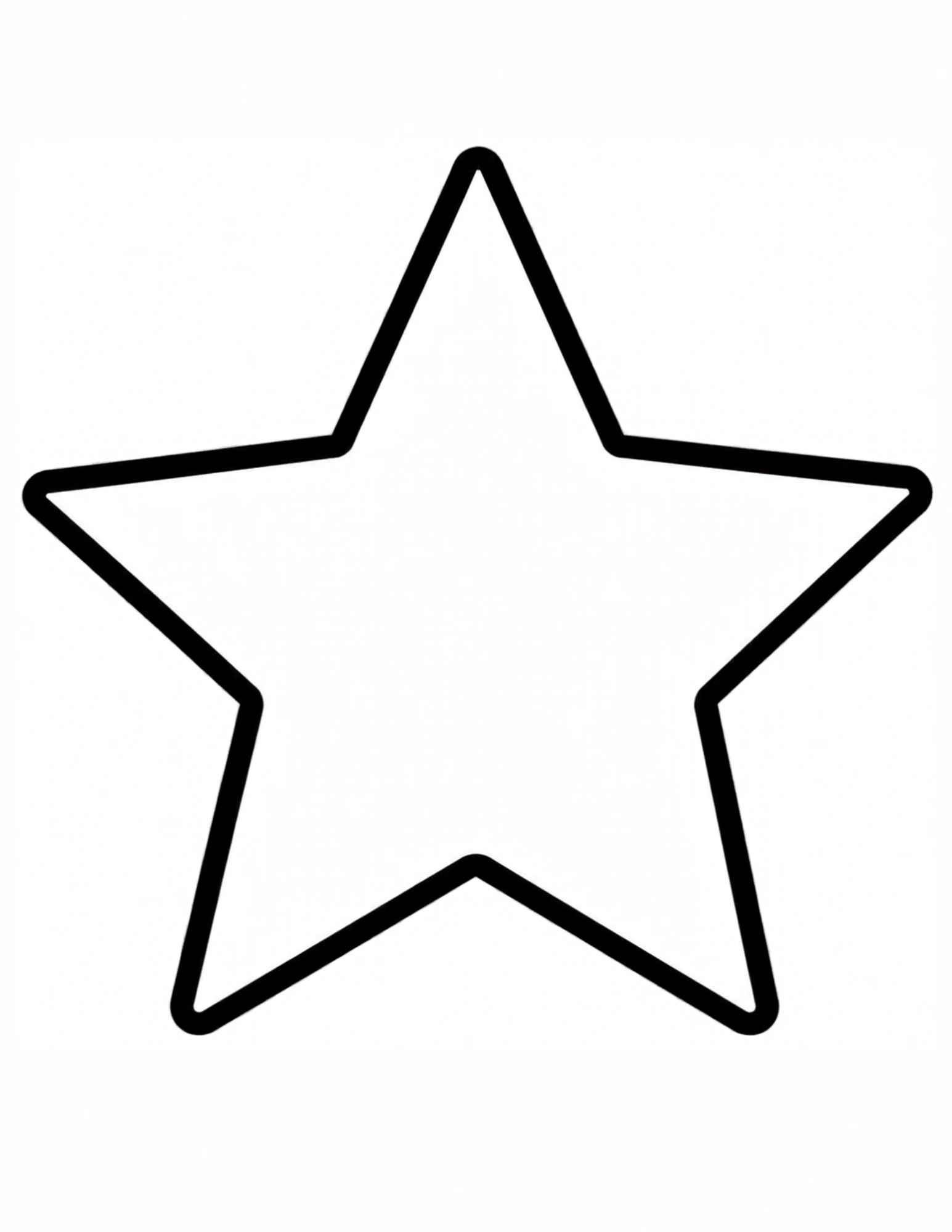 A big bold-outlined five-point star with softly rounded tips on a white coloring page.