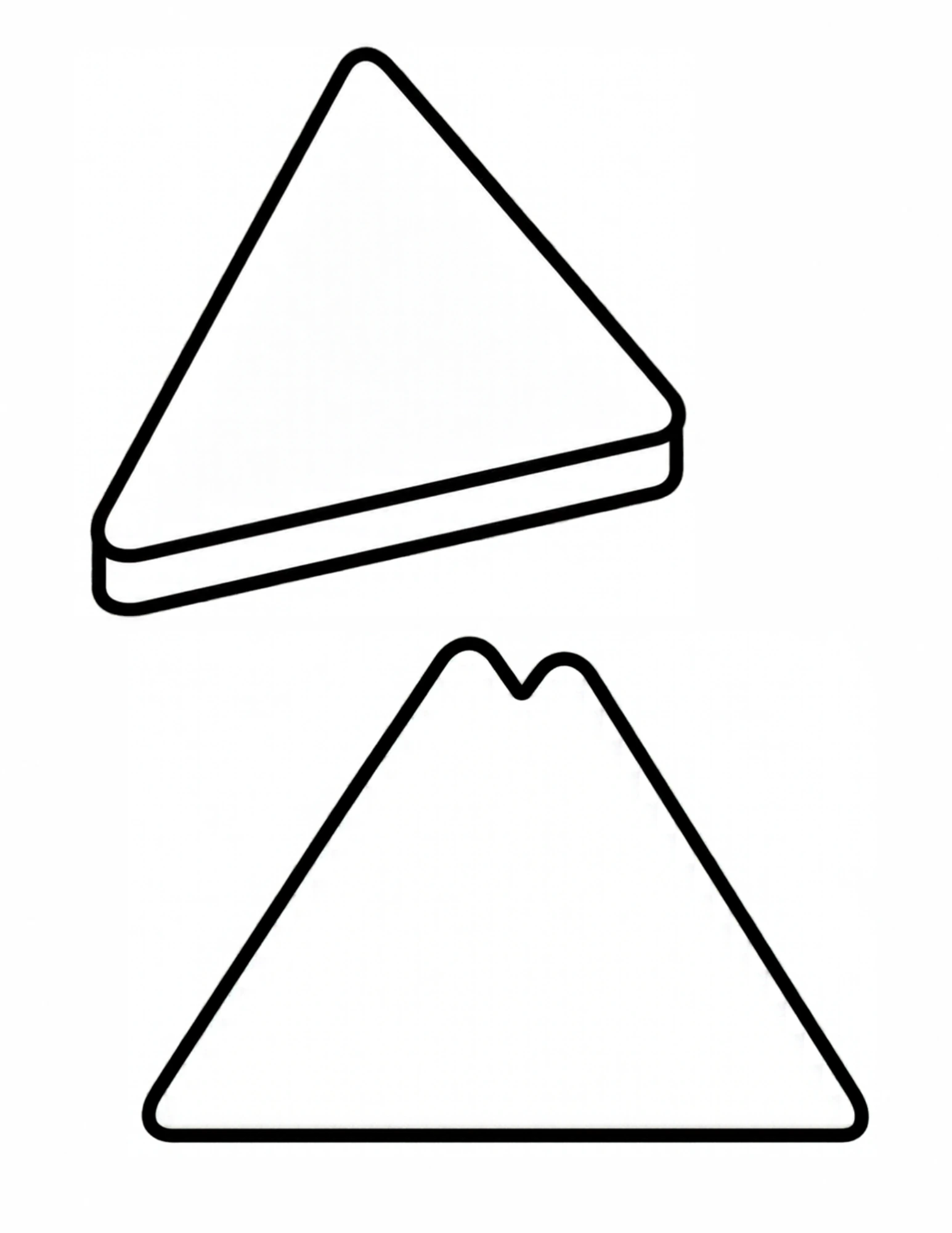 A sandwich wedge drawn in three layers above a mountain outline with two peaks.